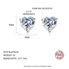 1CT Oorbellen Hart Gemaakt Diamant Steen Echt 925 Zilveren Vrouwen Elegante Luxe Tiny CZ Verharde Studs Sieraden Gift 240227