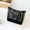 Sacs de rangement de luxe Design Sac en maille noire Fourre-tout de plage transparent Grand shopping d'été Célèbre capacité de designer Sacs à main à bandoulièreStockage