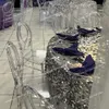 Chaises de luxe modernes à dossier rond en acrylique transparent, pour banquet, mariage, événements, salle à manger