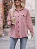 Women's Blouses Womens Corduroy Shirt Casual Long Sleeve Button Down Blouse Tops With Pockets Vintage Oversized Outwear Y2K Streetwear