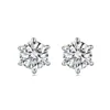 Stud Oorbellen 999 Sterling Zilver Cz Geplatineerd Zes Prong Ronde Zirkonia Hypoallergeen Voor Vrouwen Sieraden