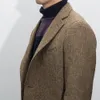 Costume pour hommes, Blazer marron, Tuxedos de bal, en laine à chevrons, en Tweed, à simple boutonnage, veste d'affaires formelle pour mariage uniquement, manteau 240306