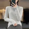 100 Pure Norek Cashmere Swater Women Half Turtleeck Slim Pit Strip Knitted Fashion Top Spring Autumn Zima Zużycie 240229