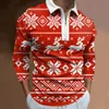 Polos pour hommes Noël Bonhomme de neige Père Noël Casual Polos à manches longues Hommes Mâle Zip Tee Shirt Tops Vêtements Vêtements pour 2024