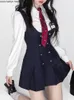 Automne japonais Kawaii uniforme scolaire femmes coréen mignon étudiant JK Vintage chemise blanche et robe à bretelles ensembles 2023 240226