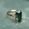 Wedding Rings Vintage Square Emerald Ring For Women Fashion Gold Color Inlaid Green Zircon Bridal Engagement Jewelry Gift Female276a