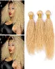 8A Mongools Blond Maagdelijk Haar Kinky Krullend 3 Bundels 613 Puur Afro Krullend Menselijk haar weeft Bleach Blonde Hair Extensions6399387