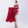 Stage Wear Latin Dance Ballroom Clothes Women V Neck Tassel Tops Flower Skirt Waltz Competition Performance Dress Adult NV19432