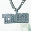 Iced Out Nome Personalizado Baguette Zircão Letras Pingente Tamanho Grande Ouro Prata Cor Nacklace para Homens Hip Hop Jewelry347e