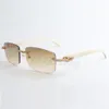 Средние солнцезащитные очки с бриллиантами 3524012, палочками из белых рогов и линзой 56 мм253A