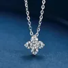 펜던트 목걸이 트렌디 한 0 4ct D 컬러 VVS1 여성용 Moissanite Clover 목걸이 925 스털링 실버 다이아몬드 꽃 선물 펜더 PE223E