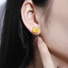 Boucles d'oreilles à tige en or massif 9 carats avec diamants jaunes synthétiques, article cadeau pour femmes