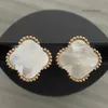 Van Four Leaf Clover Earrings Cleef Designers Vintage Clover Charm Stud Earrings Back MotherofPearl Silver 18K Gold Plated Agate for Women Girls Valentines Mothers