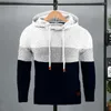 Herenhoodies Hoodie met kleurblokken en trekkoord Lange mouwen Elastisch Middellange lengte Sport Voor Herfst Winter Warmte Warm