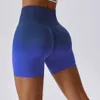 Lu Align Lemon Gradient Women Color Yoga Seamless Fiess Elastic Scrunch Push Up Sports Running Workout High midje Gym Shorts Gym Jogger Sport