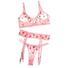 Bras Sets Love Print Sexy Underwear For Womens Intimates Lace Hollow Cute See Through Women'S Erotic Costumes