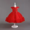 Gril Dress Per bambini Big Mesh Flower Girl Princess Piano Show Compleanno Ball Gown FloorLength Grils 240306