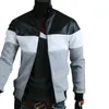 Chaquetas para hombres Abrigo casual para hombres Gris / Gris oscuro Chaqueta de empalme de contraste de tres colores Guapo para la vida diaria