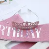 Pinces à cheveux couronne d'anniversaire brillante, ornements exquis, strass en métal, cristal, décoration diadème multicolore