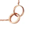 Jewelry designers love necklace Rose Gold Platinum chain screw diamond double circle necklace sister pendant Stainless Steel weddi229s