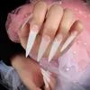 Faux ongles transparents transparents faux demi-couverture conseils longs goutte d'eau d'amande pour ensemble décoré appuyez sur