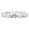 Strand 10pcs Copper Baseball White Howlite Stone Beads Bracelet Buddha Sport Energy Reki Yoga Jewelry2589