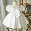 Bébé fille princesse perle cou robe manches bouffantes infantile enfant en bas âge enfant Vintage robe fête concours anniversaire baptême robes 1-12Y 240226