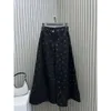 Tasarımcı Sokak Giyim Yeni Ruffles Patchwork Geniş Bacak Pantolon Kadın Yüksek Bel Çiçek Denim Pantolon Gevşek Kırışık Kot etek