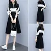 Casual Dresses Fashion Stand Collar Zipper Shirring Lace Up Bow Female Clothing 2024 Spring Summer Loose Korean Midi Dress