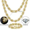 12mm Moissanite Diamond Twist Rope Chain 925 Sterling Silver Hiphop Iced Out Bling Rappers