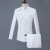 Survêtements pour hommes Zhongshan Costume Ensemble Jeunesse Chinois Col debout Printemps et automne Slim Fit Tang Robe Deux pièces