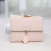 Wallets Women's Mini Wallet 2021 Korean Small Fresh Leaf Pendant 3 Fold Student Coin Purse Clutch188D