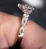 Anelli a grappolo Anello da donna in oro bianco massiccio 10 carati con diamanti Moissanite da 1 2 ct Pera Festa di matrimonio Fidanzamento Anniversario Connessione incrociata rotonda