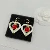 2023 Luxury Quality Charm Heart Shape Pendant Halsband med röd och vit färgdrop örhänge i 18K guldpläterad har stämpelbox PS7232F