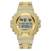 Mrożone diamentowe zegarek Luxury LED Digital Mens Watches Waterproof Sport Wristwatch Man Mash