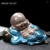 Tee Haustiere Harz Farbwechsel Haustier Kleine Buddha Mönch Figur Ornamente Desktop Handwerk Hause Tisch Dekoration Zubehör Geschenke