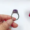 Klusterringar Xin Yipeng S925 Sterling Silver Plated White Gold Rose Inlaid Real Natural Amethyst Ring Fine Gemstone Jewelry for Women