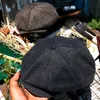 Ретро большой размер 62 см кепки sboy мужские винтажные шерстяные остроконечные козырьки восьмиугольная шляпа модный берет художника повседневная кепка для гольфа 240229