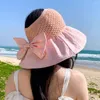 Kapelusz z szerokim kremem z kapeluszów z kapeluszu dla kobiet w letnim typu UV odporny na UV Pusta górna górska kadłuba japońska duża wiązana twarz