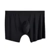 Cuecas masculinas boxers de seda gelo u convexo design respirável meados de cintura roupa interior boxershorts cor sólida calcinha elástica