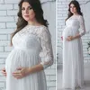 Puococo mãe grávida vestido de maternidade pogal adereços mulheres gravidez roupas vestido de renda para grávida po shoot roupas 240305