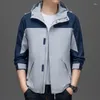 Men's Jackets 2024 Men Leisure Hooded Outerwear Beige Black Blue Pink Green Purple Patchwork Design Fashion Coat Cosy Everday Clothes