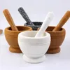 Harts Setmortar och Pestle Vitlök Herb Spice Mixing Slipning Crusher Bowl Restaurant Kitchen Tools 240306