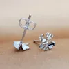 Stud Earrings Elegant Lucky Platinum Diamond Carved PT950 4-Leaf Clover Piercing For Women Female Wedding Propose Office Jewelry