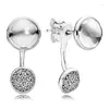 Stud Earrings 925 Sterling Silver Earring Rose Signature Circles Pave Double Twist Of Faith Hoop For Women Jewelry Gift