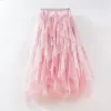 Jupe Tutu en Tulle pour femmes, jupe Midi, mode coréenne, noir, rose, taille haute, plissée, superposée, printemps été, 2023