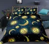 Ensembles de literie Lune et Soleil Or Housse de couette avec ensemble d'oreillers Céleste Céleste Boho Lit Chambre Décor pour Enfants Adultes