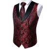 Gilets de luxe en soie or noir Paisley Floral gilet marque hommes gilet ensemble cravate boutons de manchette mouchoir costume mâle sans manches gilet de mariage