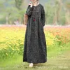 Casual Dresses Vintage Printed Dress Women Fashion Floral Muslim Loose Middle Eastern Robe Long Sleeve Abayas For Vestidos