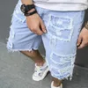 Summer Men Streetwear Rubled Patch Denim Shorts Stylowe solidne proste proste dżinsy pięciopunktowe spodnie 240306